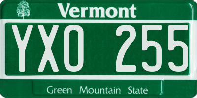 VT license plate YXO255