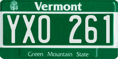 VT license plate YXO261