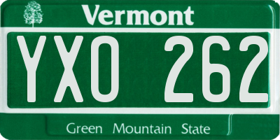 VT license plate YXO262