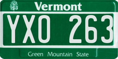 VT license plate YXO263