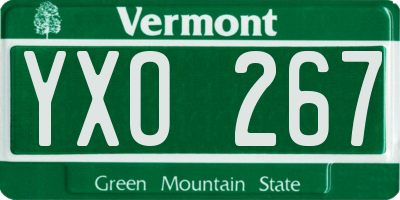 VT license plate YXO267