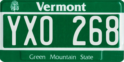 VT license plate YXO268
