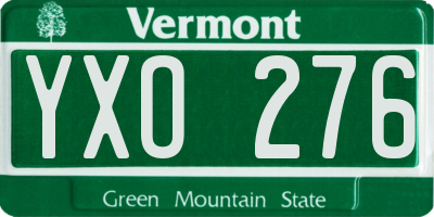 VT license plate YXO276