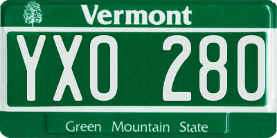 VT license plate YXO280