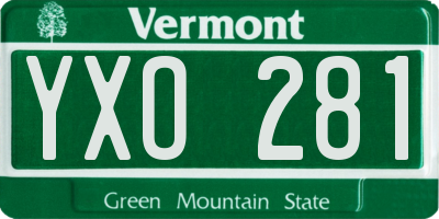 VT license plate YXO281