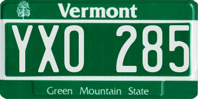 VT license plate YXO285