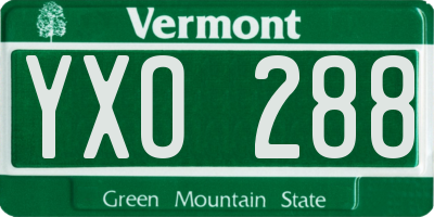 VT license plate YXO288