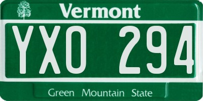 VT license plate YXO294