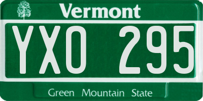 VT license plate YXO295