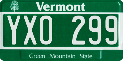 VT license plate YXO299