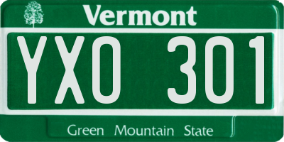 VT license plate YXO301