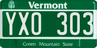 VT license plate YXO303