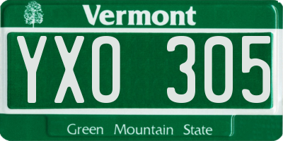 VT license plate YXO305