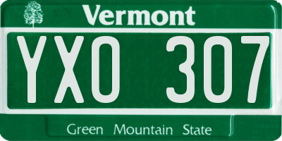 VT license plate YXO307