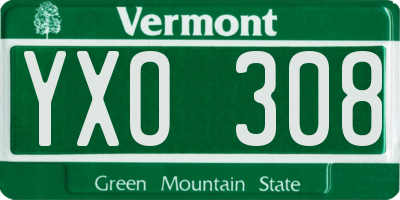 VT license plate YXO308