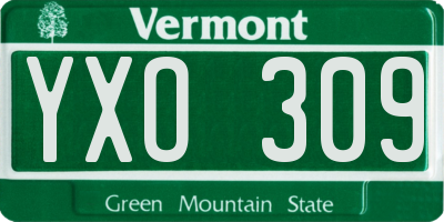 VT license plate YXO309