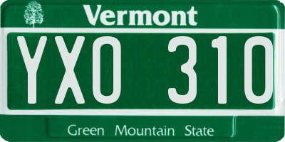 VT license plate YXO310