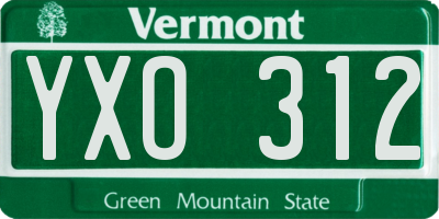 VT license plate YXO312