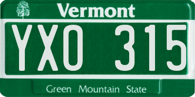 VT license plate YXO315