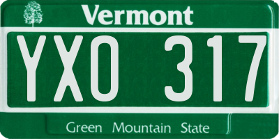 VT license plate YXO317