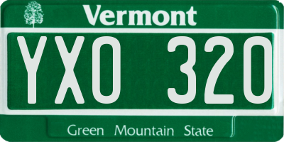 VT license plate YXO320