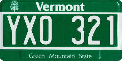 VT license plate YXO321