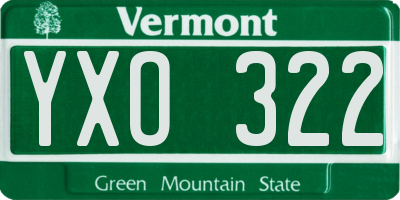 VT license plate YXO322