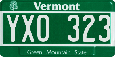 VT license plate YXO323