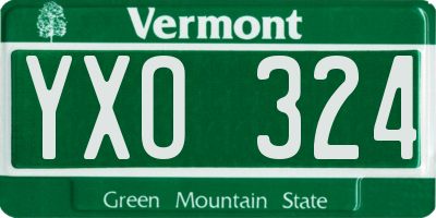 VT license plate YXO324