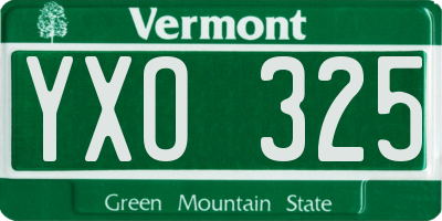 VT license plate YXO325