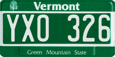 VT license plate YXO326