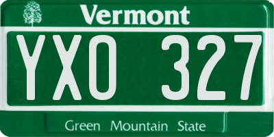 VT license plate YXO327