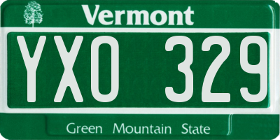 VT license plate YXO329