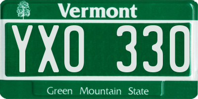 VT license plate YXO330