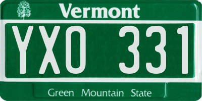VT license plate YXO331
