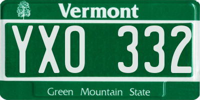 VT license plate YXO332