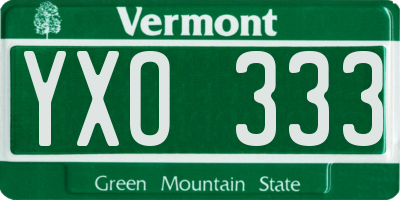 VT license plate YXO333
