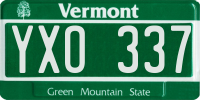 VT license plate YXO337