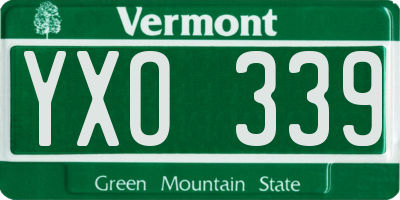 VT license plate YXO339