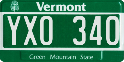 VT license plate YXO340