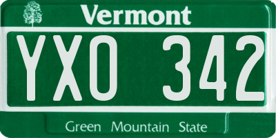 VT license plate YXO342
