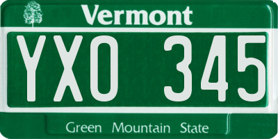 VT license plate YXO345