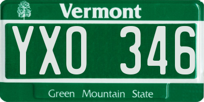 VT license plate YXO346