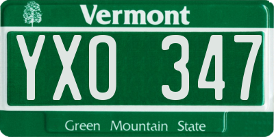 VT license plate YXO347