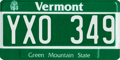 VT license plate YXO349
