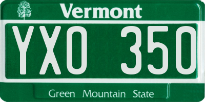 VT license plate YXO350
