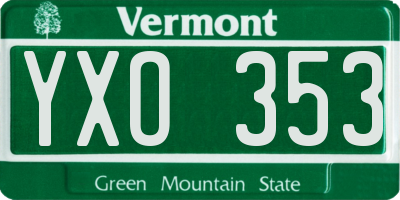 VT license plate YXO353