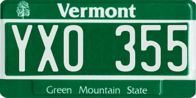 VT license plate YXO355