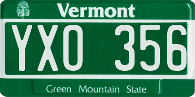 VT license plate YXO356