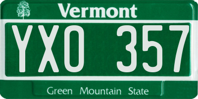 VT license plate YXO357
